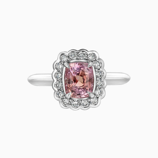 Padparadscha Sapphire Platinum Ring 