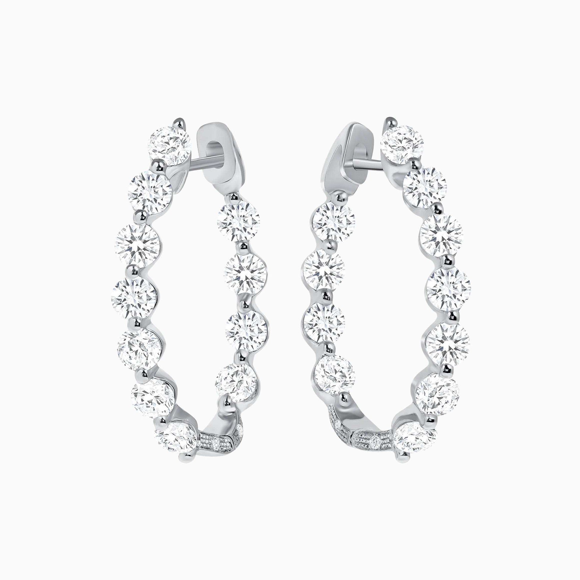 Diamond White Gold Large Hoop Earrings on a white background