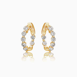 Diamond Yellow Gold Small Hoop Earrings