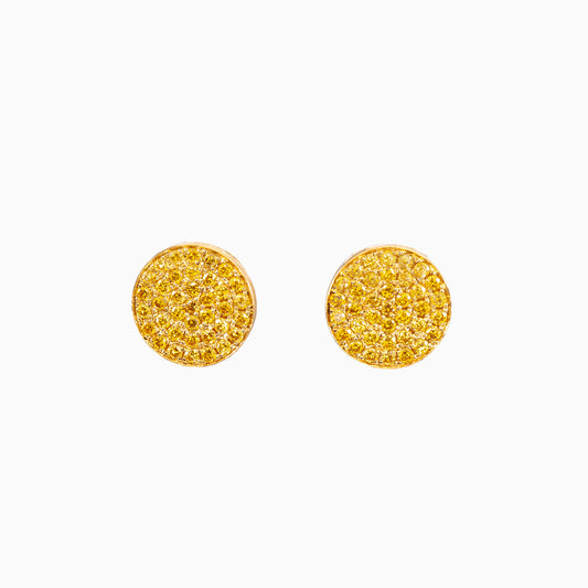 Pair of Pavé Yellow Diamonds Gold Earrings