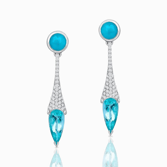 Paraiba Tourmaline Diamond White Gold Earrings