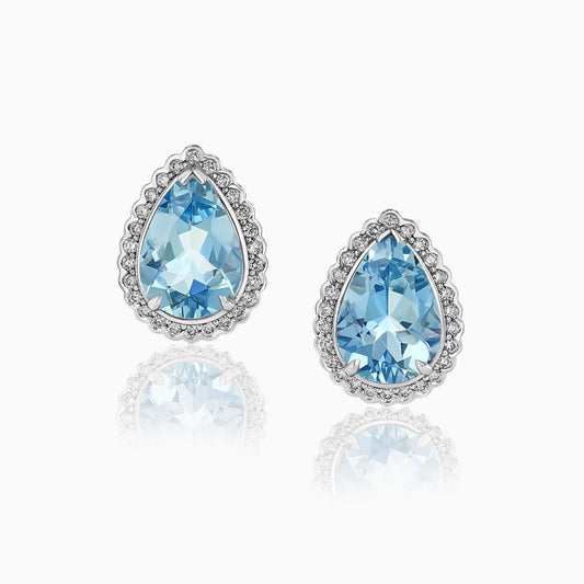 Aquamarine & Diamonds Gold Earrings