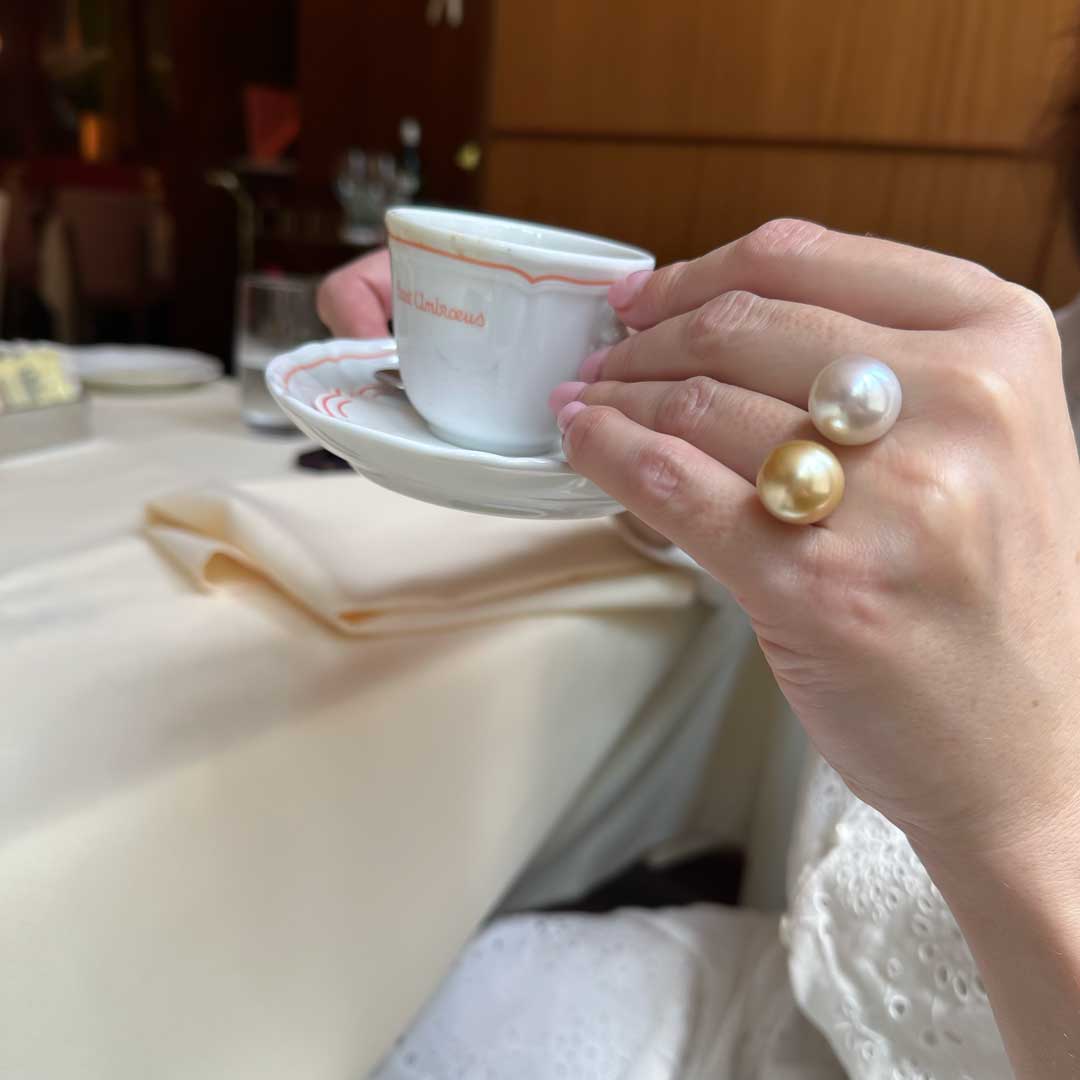 South Sea Pearl Toi et Moi Gold Ring