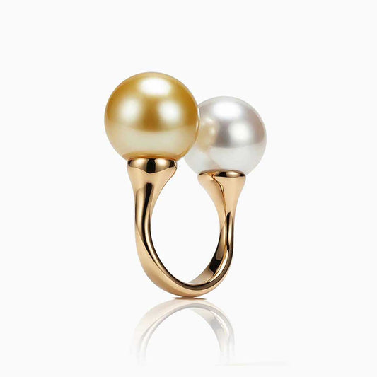 South Sea Pearl Toi et Moi Gold Ring