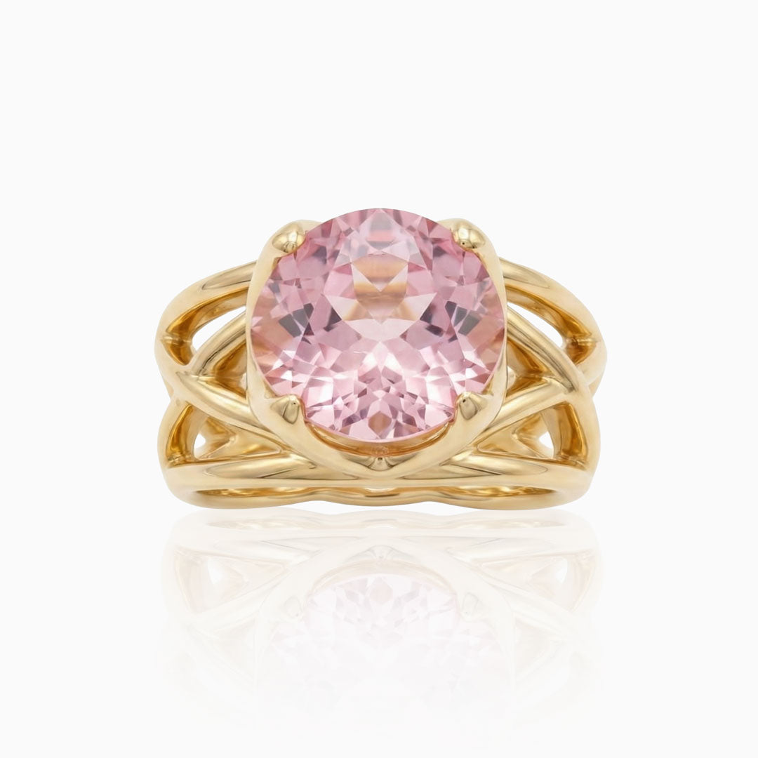 Pink Tourmaline Yellow Gold Ring