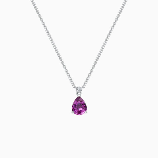 Pink Sapphire White Gold Pendant on a white background