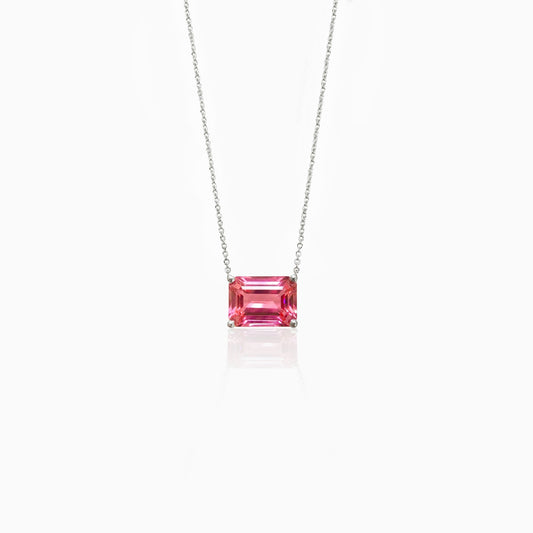 Small Pink Tourmaline White Gold Pendant