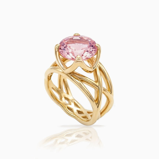 Pink Tourmaline Yellow Gold Ring