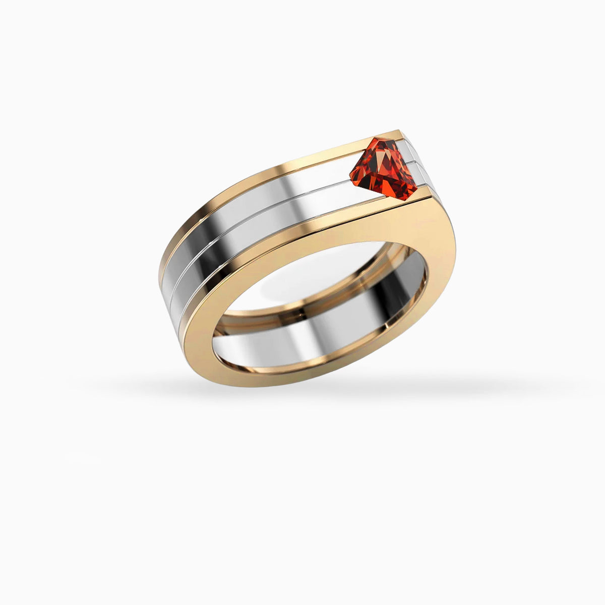 Platinum & Yellow Gold Mens Wedding  Band