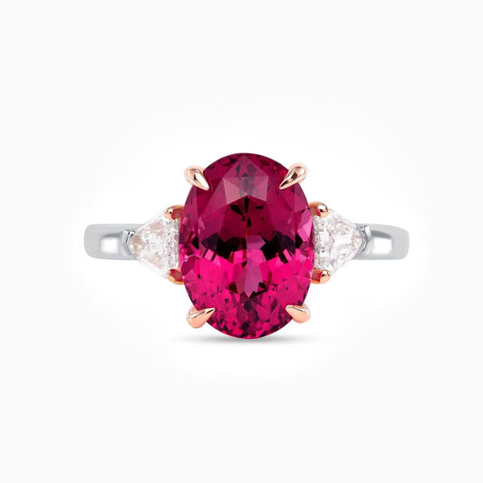 Red Spinel & Diamond Platinum Ring