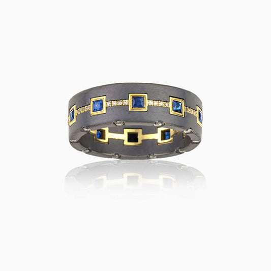 Titanium, Sapphire & Diamond Band