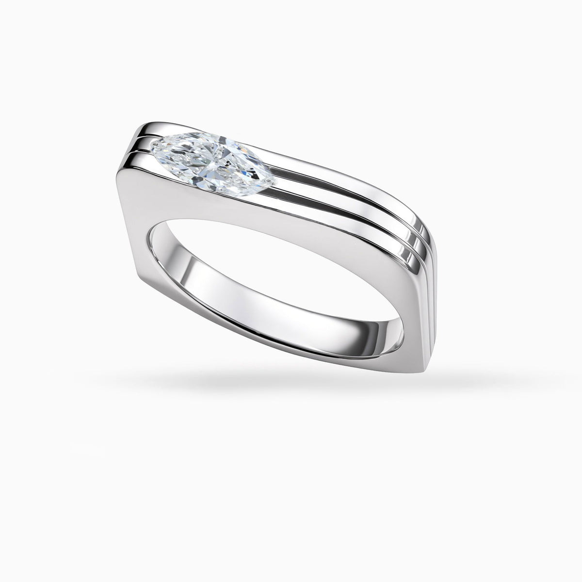 Diamond Platinum Mens Wedding Band