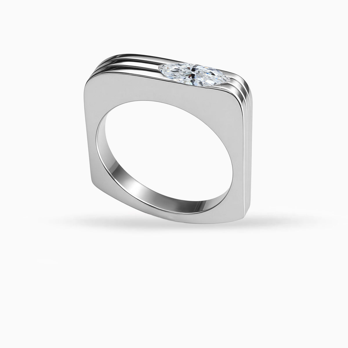 Diamond Platinum Mens Wedding Band