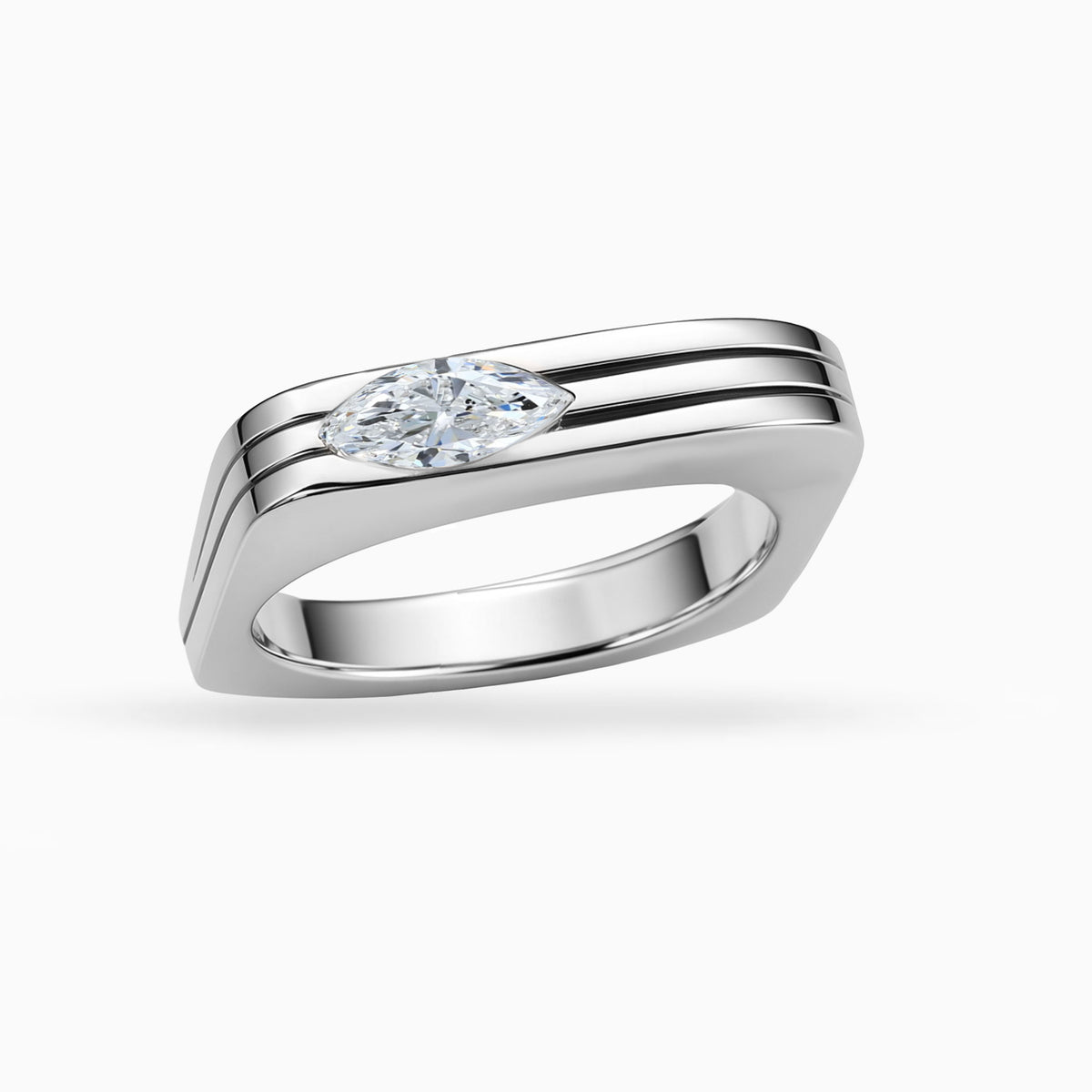 Diamond Platinum Mens Wedding Band
