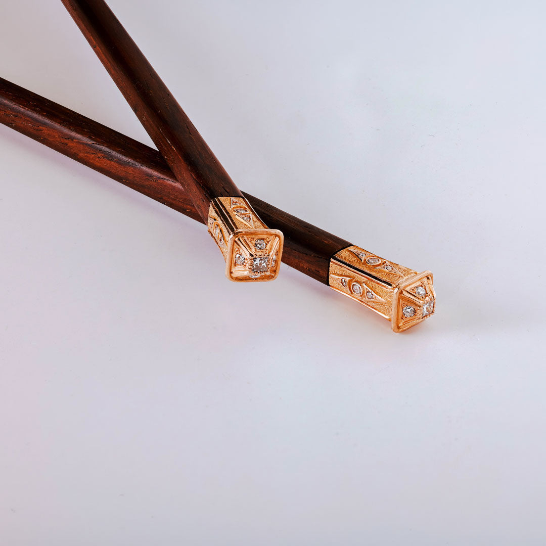 Brazilian Rosewood & Rose Gold Chopstick Set