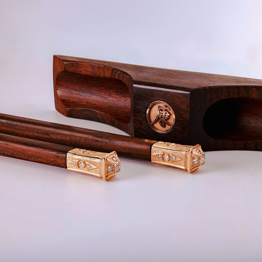 Brazilian Rosewood & Rose Gold Chopstick Set