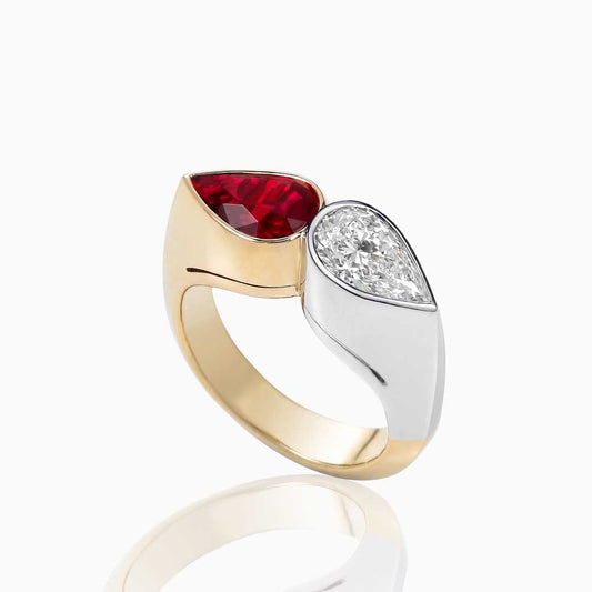 Ice and Fire Ruby & Diamond Gold Ring