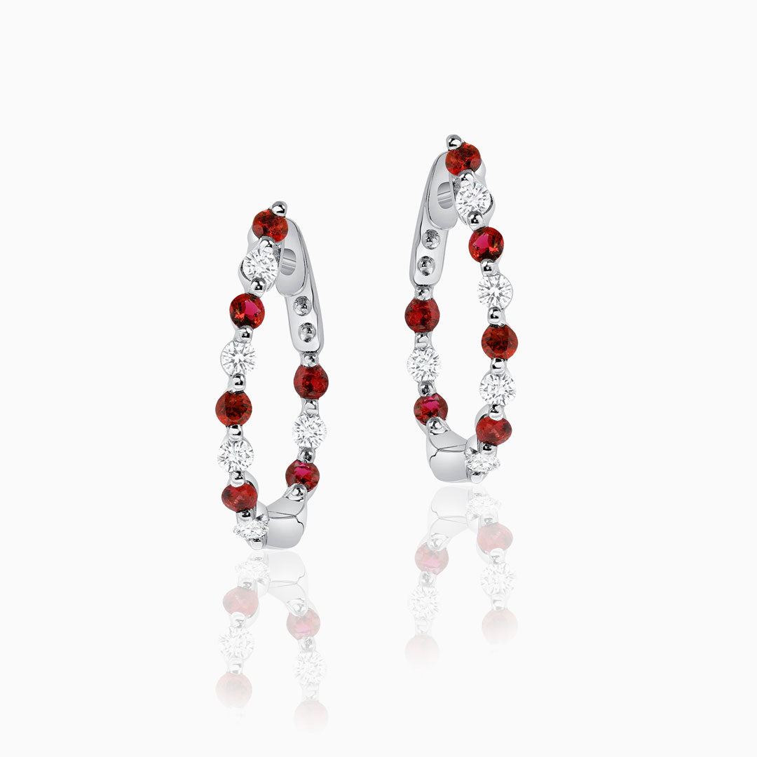 Ruby & Diamond Hoop Earrings