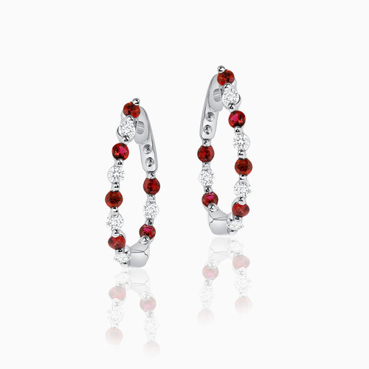 Ruby & Diamond Hoop Earrings
