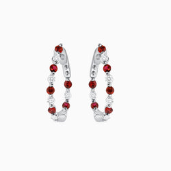 Ruby & Diamond Hoop Earrings