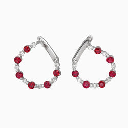 Ruby & Diamond Round Hoop Earrings