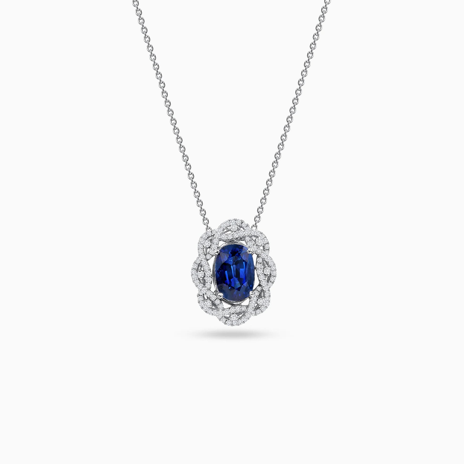 Sapphire Infinity White Gold Pendant on a white background