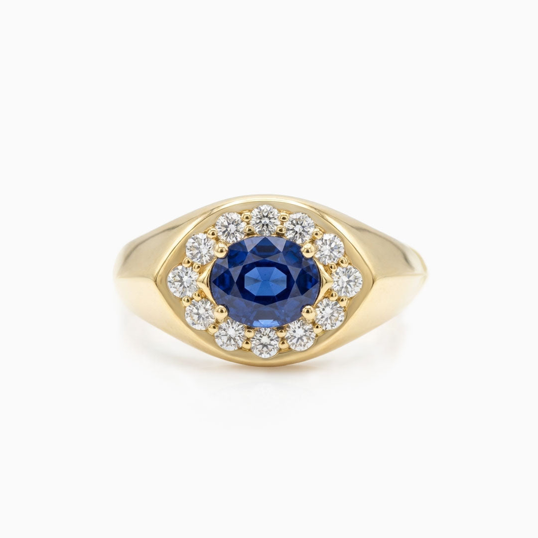 Sapphire & Diamonds Evil Eye Gold Ring
