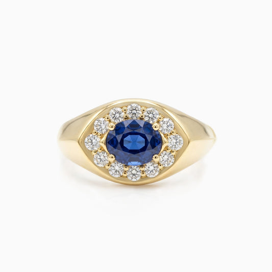 Sapphire & Diamonds Evil Eye Gold Ring