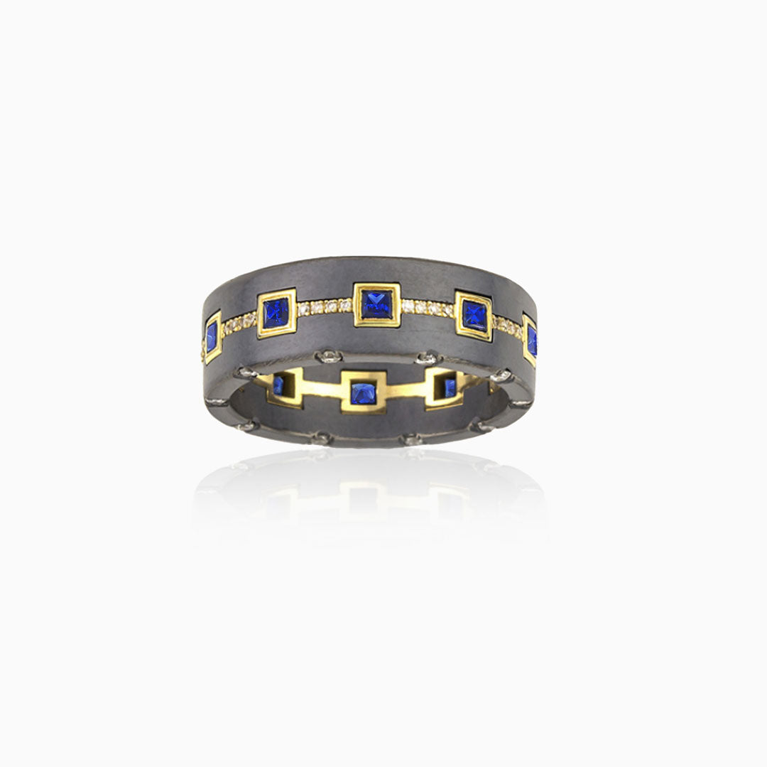 Titanium, Sapphire & Diamond Band