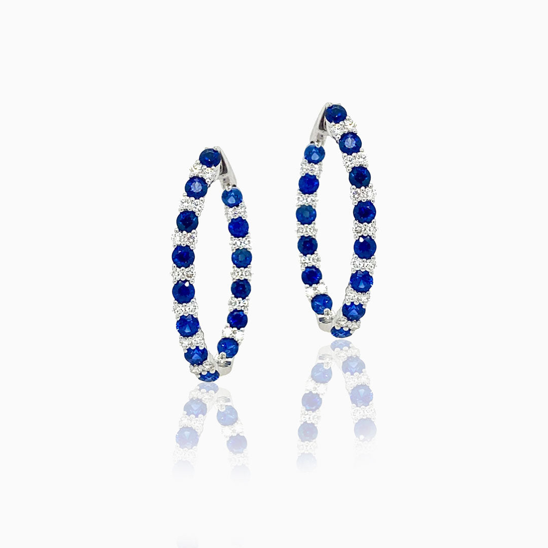 Sapphire and Diamond Hoop Earrings