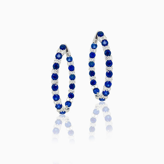 Sapphire and Diamond Hoop Earrings