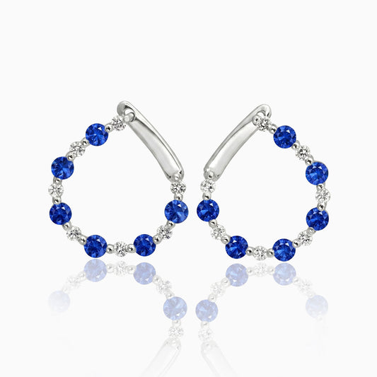 Sapphire & Diamond Round Hoop Earrings