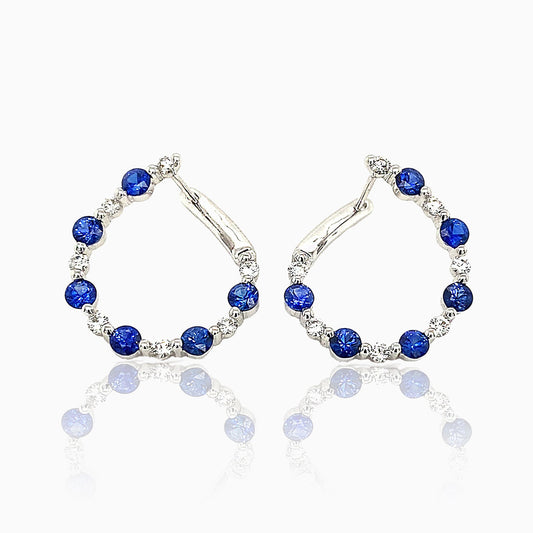 Sapphire & Diamond Round Hoop Earrings