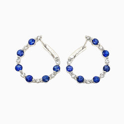Sapphire & Diamond Round Hoop Earrings
