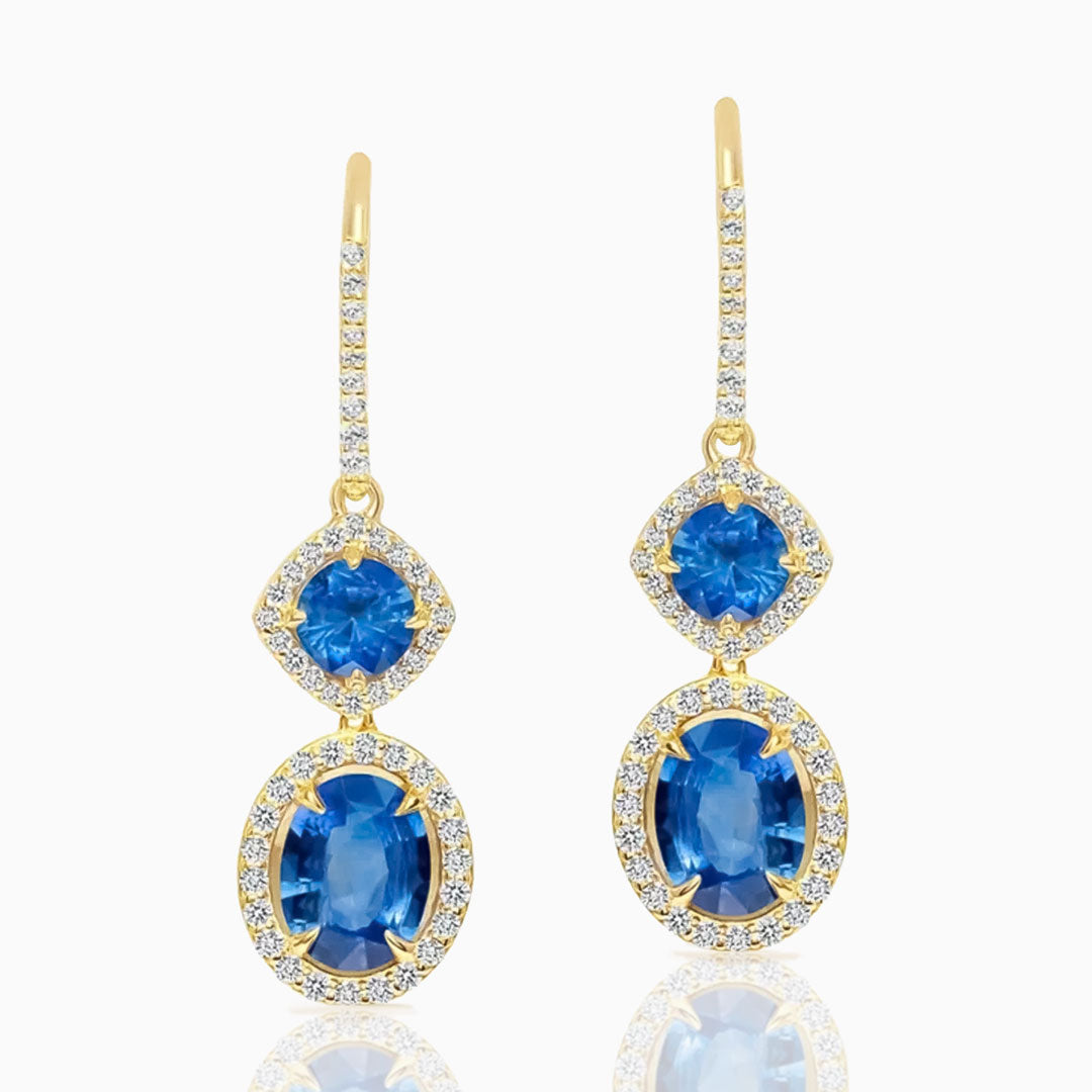 Sapphire & Diamonds Gold Earrings