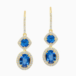 Sapphire & Diamonds Gold Earrings