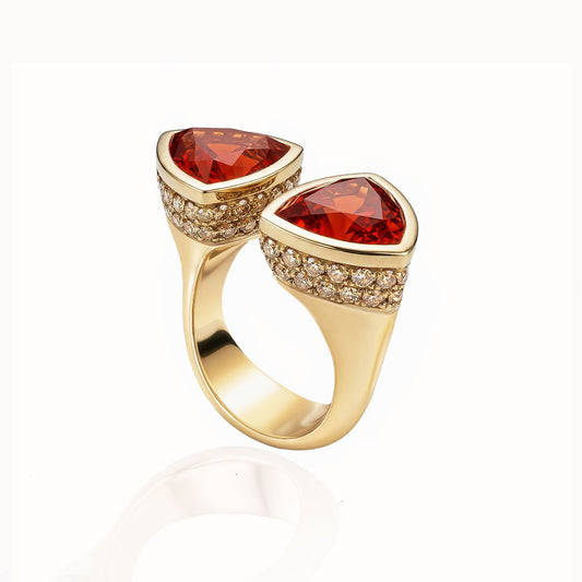 Spessartite Mandarin Garnet Yellow Gold Ring