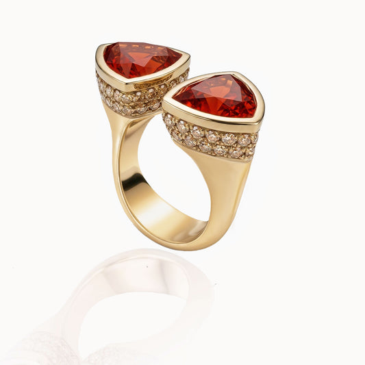 Spessartite Mandarin Garnet Yellow Gold Ring