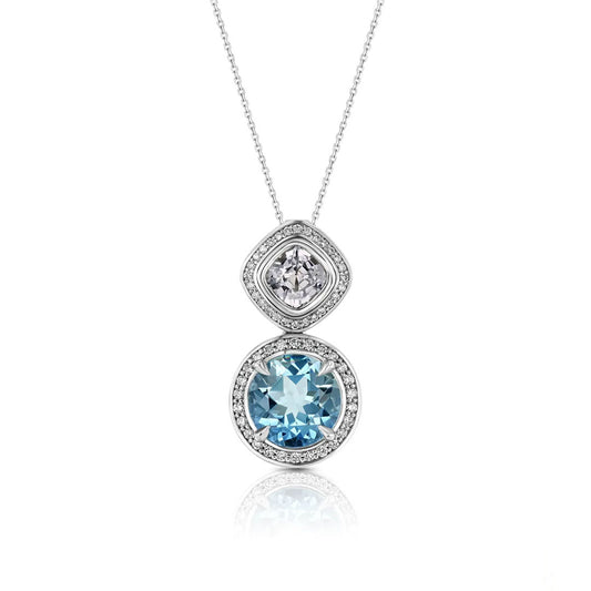 Spinel & Aquamarine White Gold Pendant