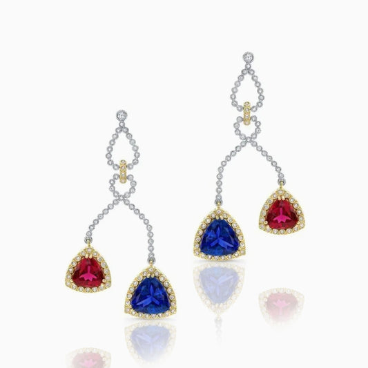 Tanzanite & Rubellite Gold Earrings