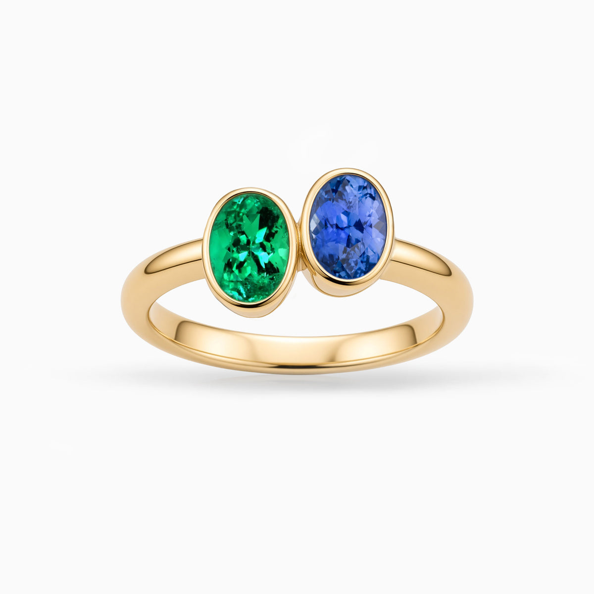 Toi et Moi Emerald & Sapphire Yellow Gold Ring (Copy)