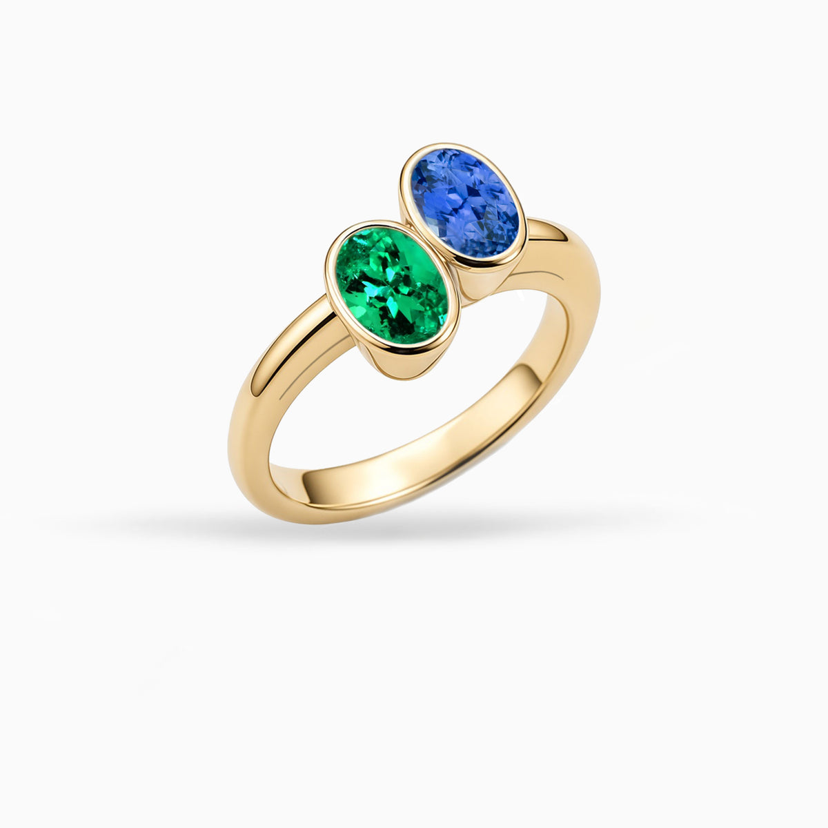 Toi et Moi Emerald & Sapphire Yellow Gold Ring (Copy)