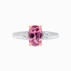 Untreated Pink Sapphire & Diamond Gold Ring