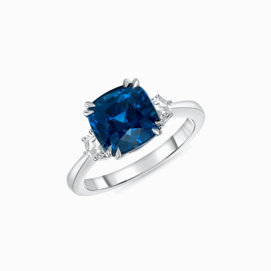 Untreated Sapphire Platinum Ring