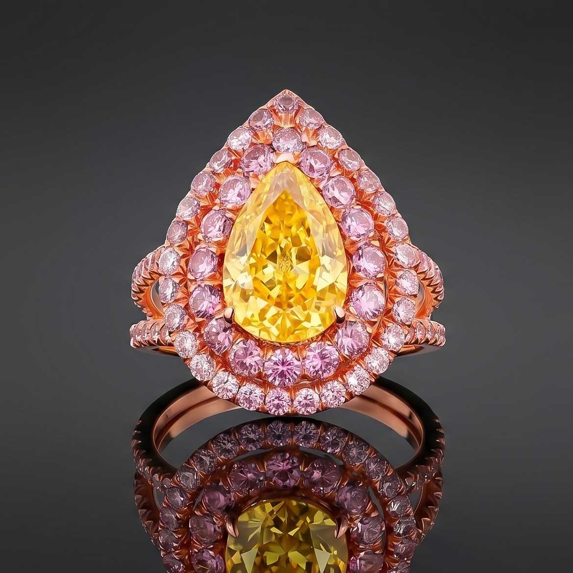 Vivid Yellow & Pink Diamond Rose Gold Ring