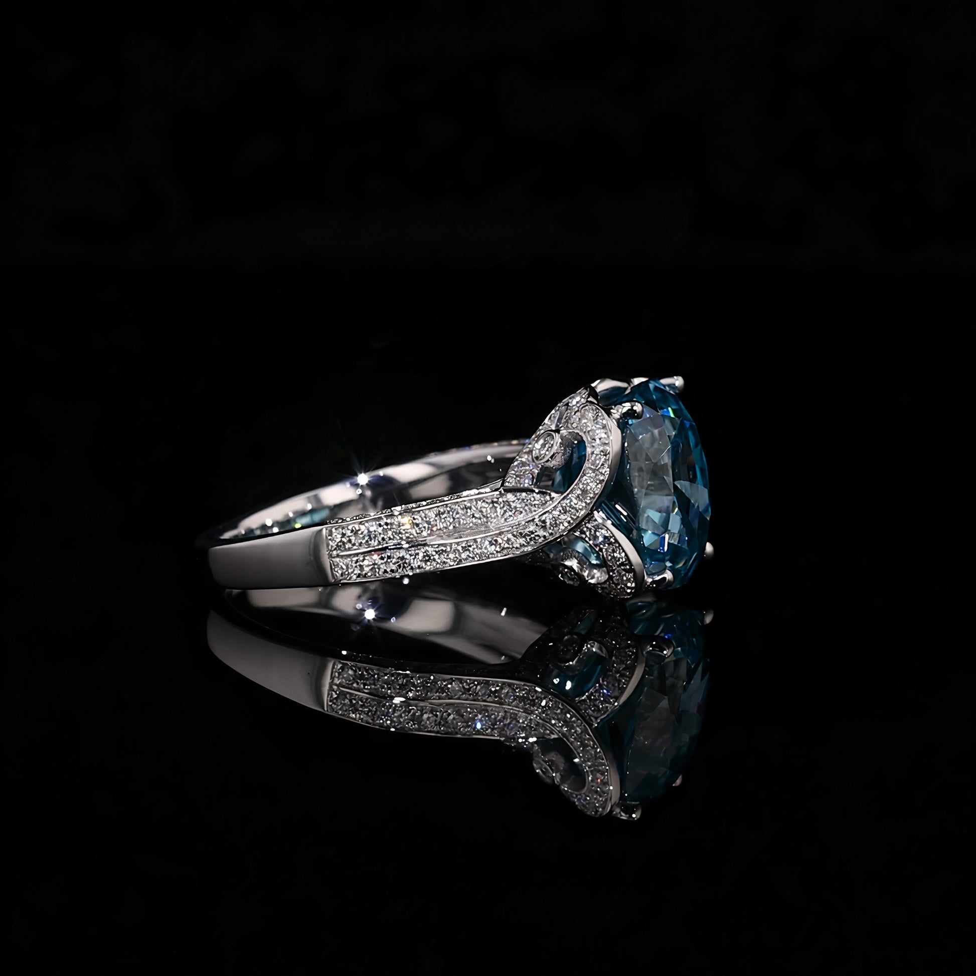 Blue Zircon White Gold Ring
