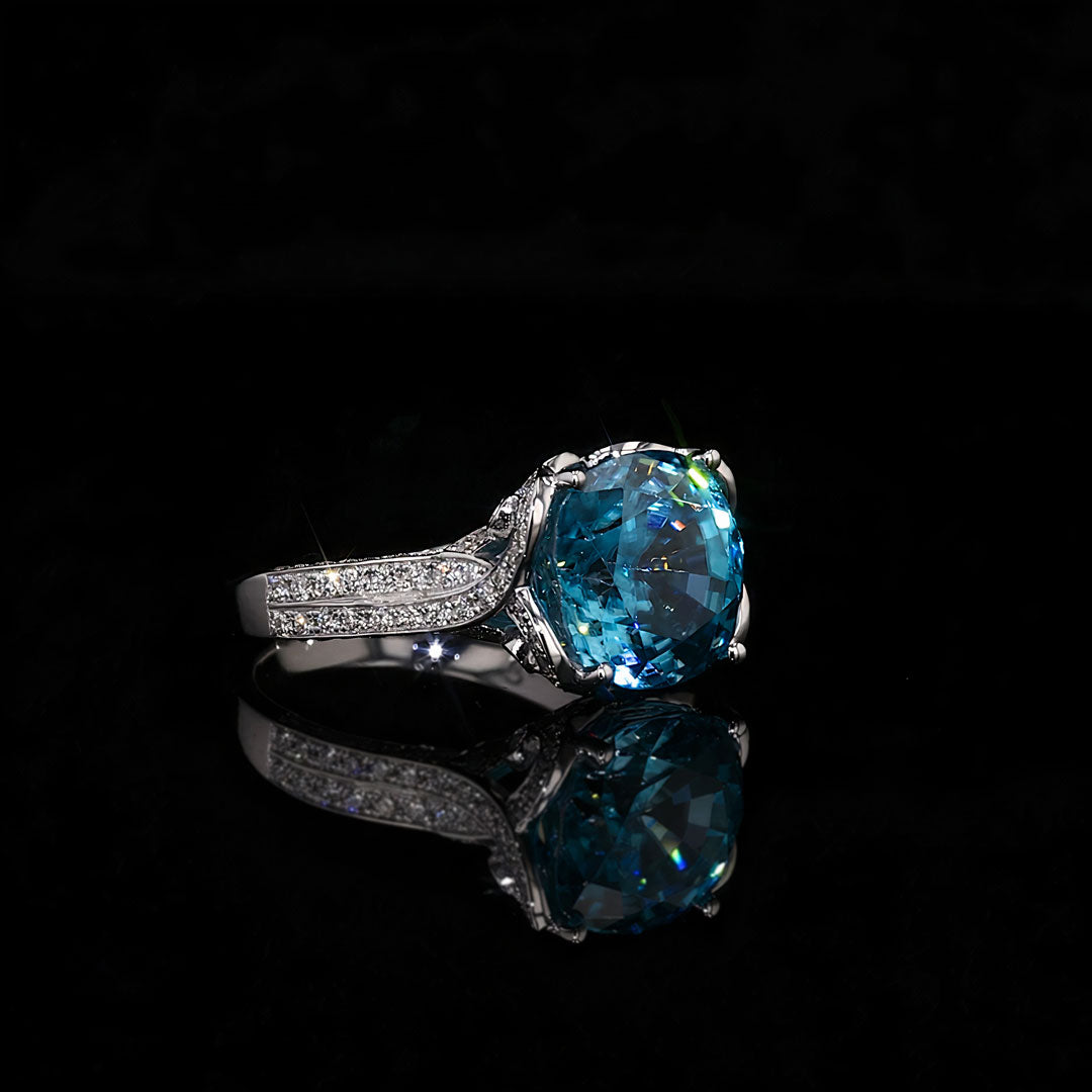 Blue Zircon White Gold Ring