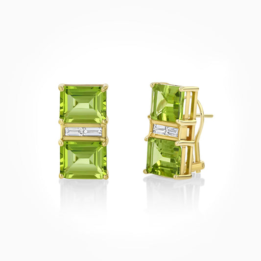 Peridot & Diamond Gold Earrings