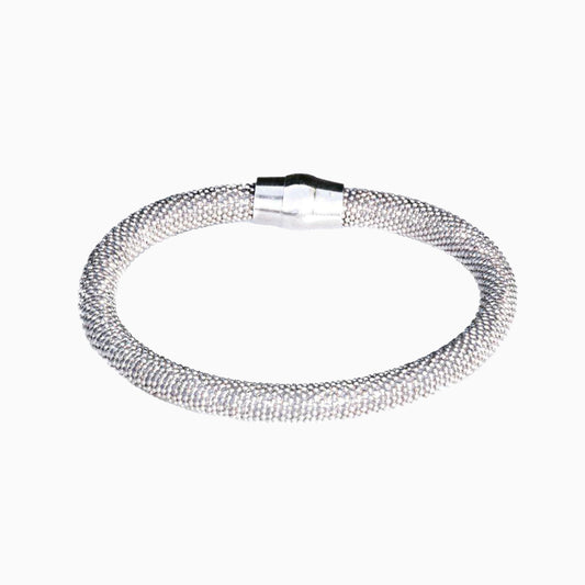 White Gold Plated Mesh Large Bracelet