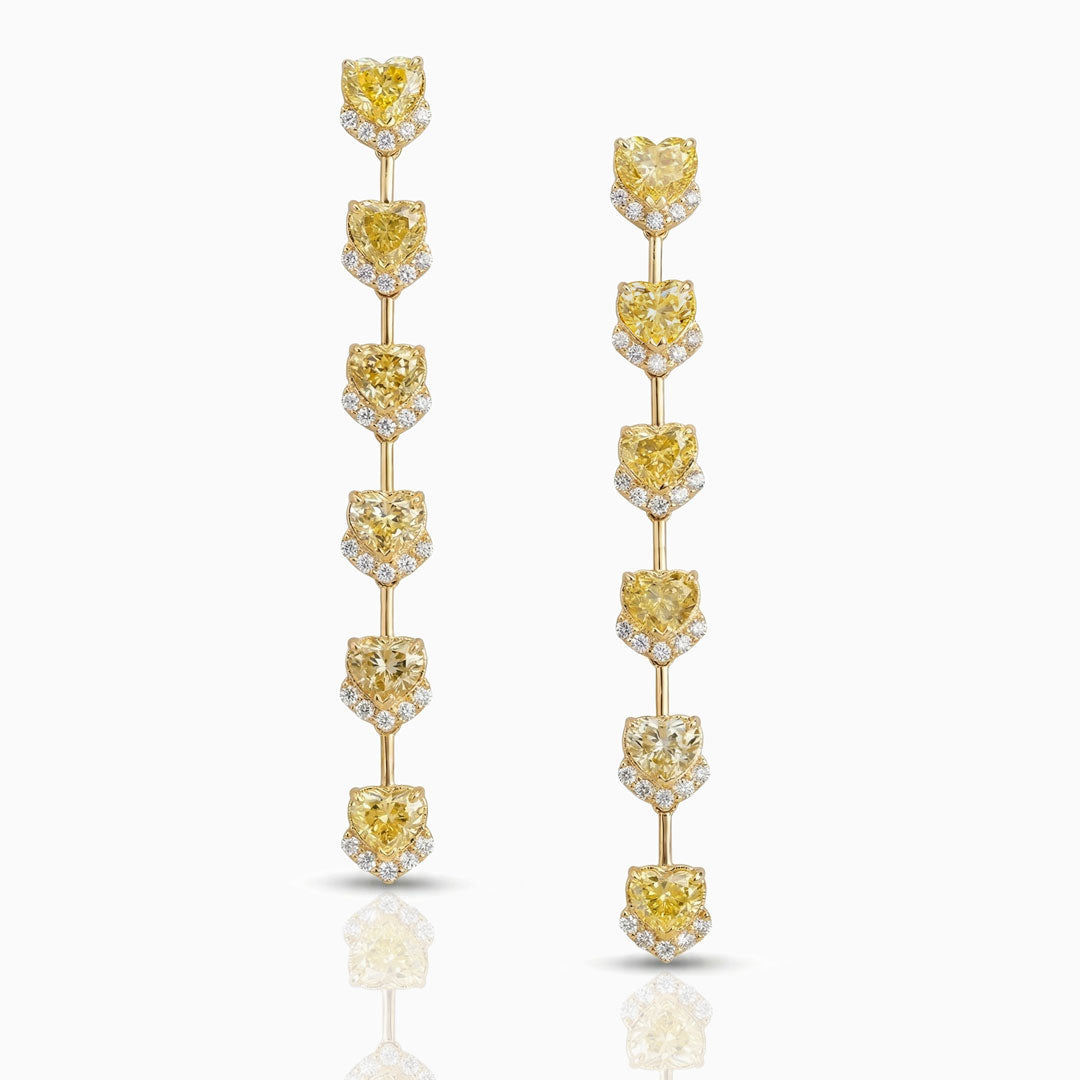 Heart Shape Yellow Diamond Earrings